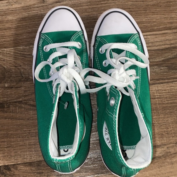 Converse Green and White High-Top Sneakers - Picture 6 of 10